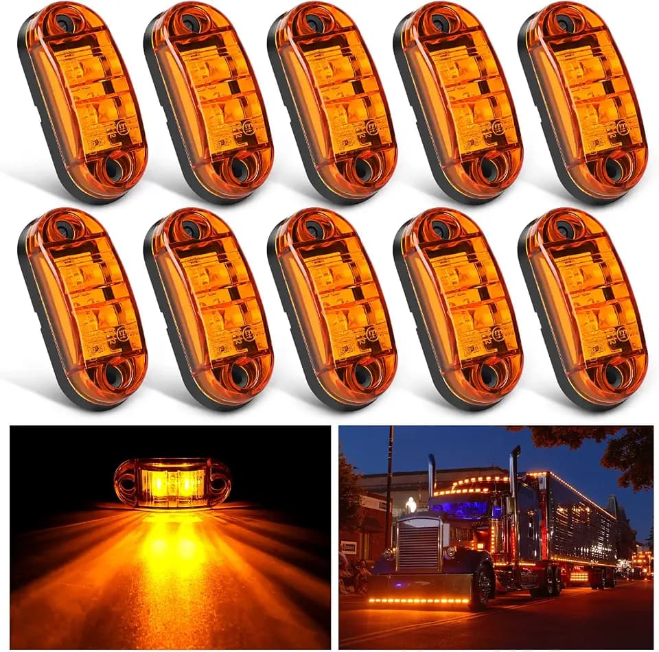 Nilight 2.5" Oval Side Marker Light 10PCS Amber 2 Diode LED Fender Lights