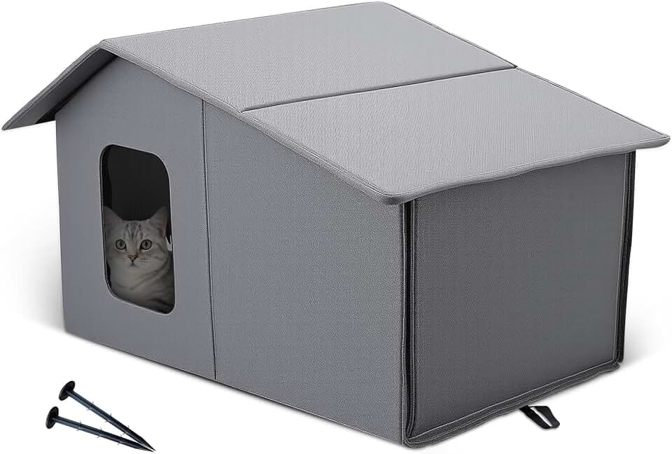 ALLSOPETS Katzenhaus Outdoor Winterfest und Wetterfest, Urban Grau
