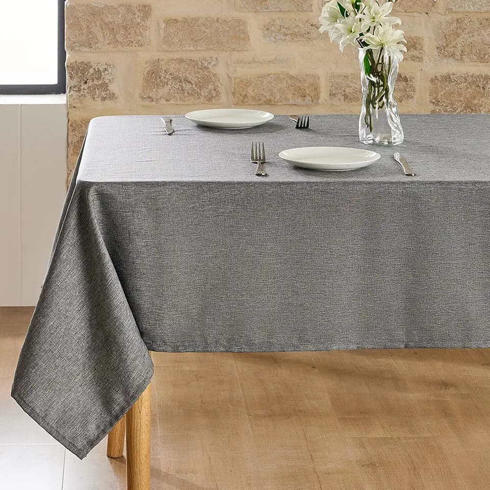 OpifeTela Rectangular Linen-Textured Tablecloth, Waterproof, Stain-Resistant, Suitable for Dining Rooms, Kitchens, Parties, picnics, and Other Occasions. Machine Washable (Grey, 70″x 52″)