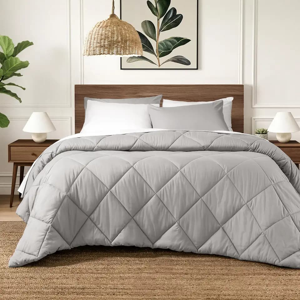 Ivy Union Comforter Set - Diamond Stitch (Twin/Twin XL, Light Grey)