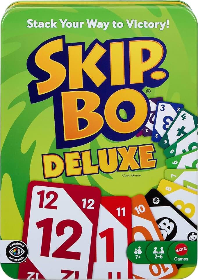 Mattel Games Skip-BO Deluxe Kartenspiel Dose, ab 7 Jahren, 2–6 Spieler