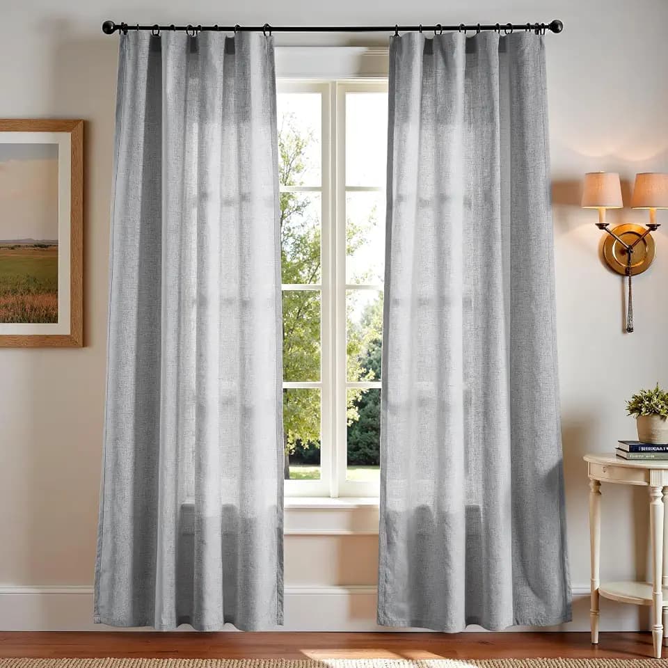 jinchan Linen Curtains Light Filtering Back Tab 50x84 Inch 2 Panels