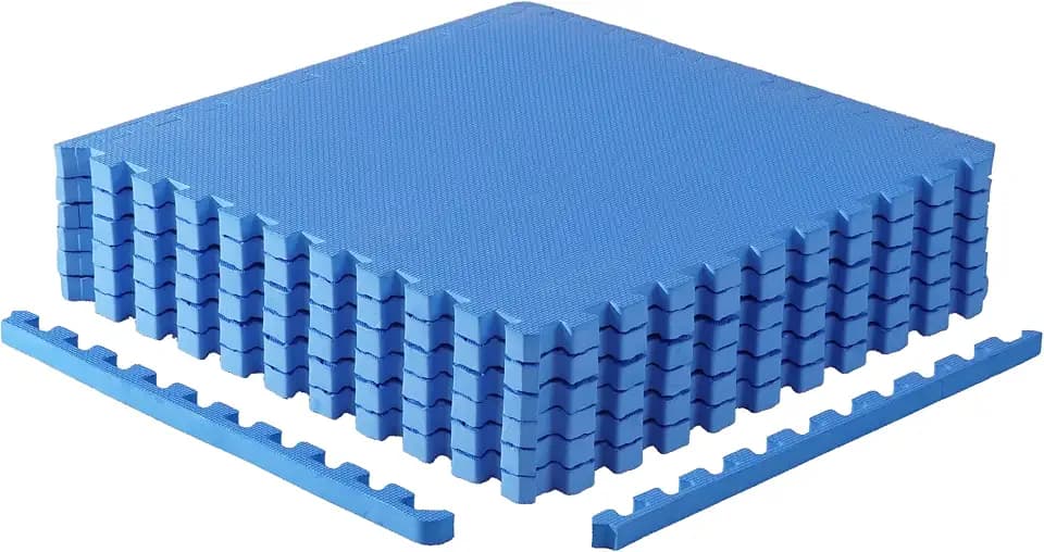 CAP 24-Inch EVA Interlocking Puzzle Mat, 1-Inch, Blue T Pattern, 1-Pack