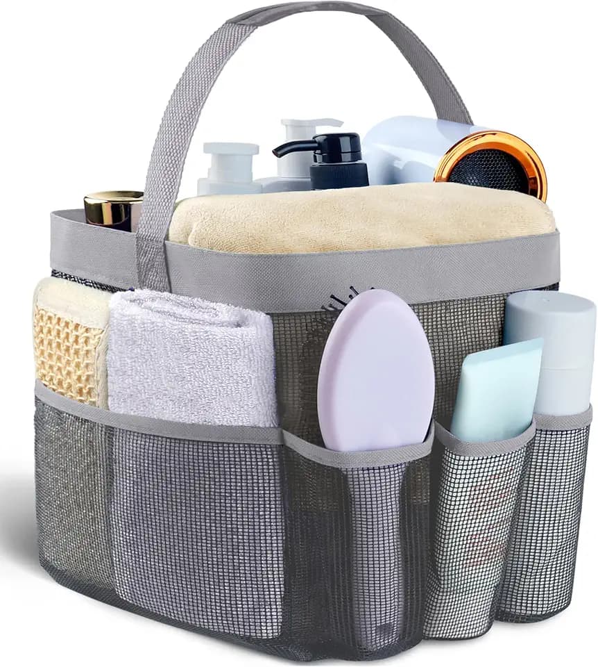 Mesh Shower Caddy Portable - 9 Pockets for College Dorm Room Essential
