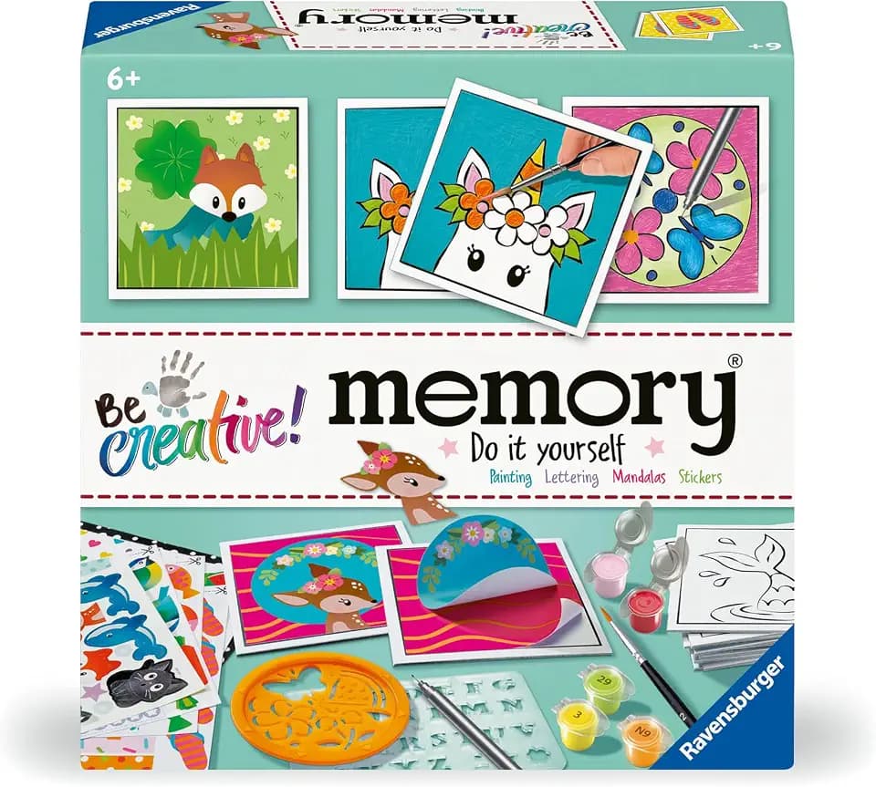 Ravensburger BeCreative Memory - Bastelset für Kinder ab 6 Jahren, Memorykärtchen basteln für Mädchen und Jungen - 23962 - Geburtstagsgeschenke, Deko selber basteln