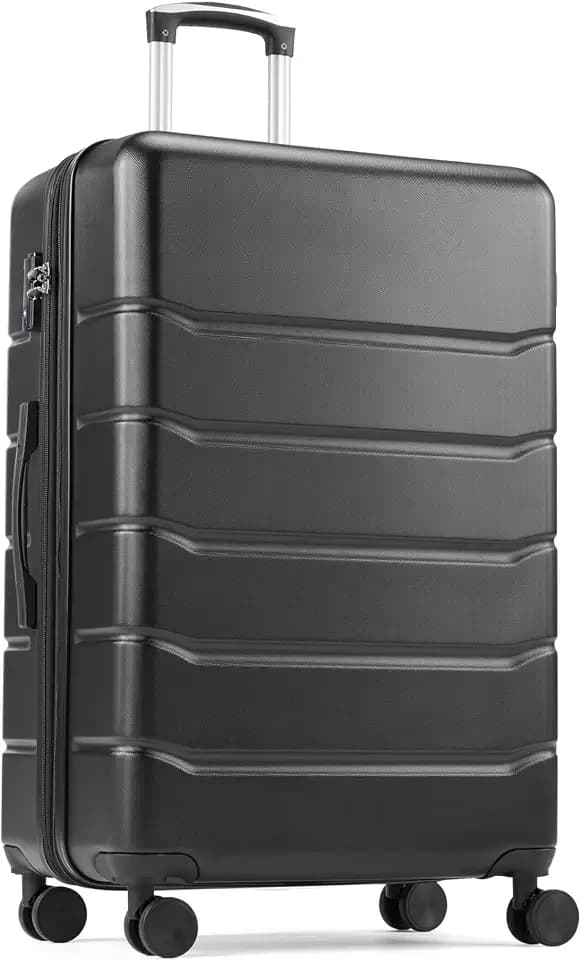 Simple Deluxe 20 Inch Hardside Carry On Luggage, Suitcase with Double Spinner Wheels & TSA Lock, Hard Shell Suitcase, Expandable Rolling Lightweight Luggage, Black