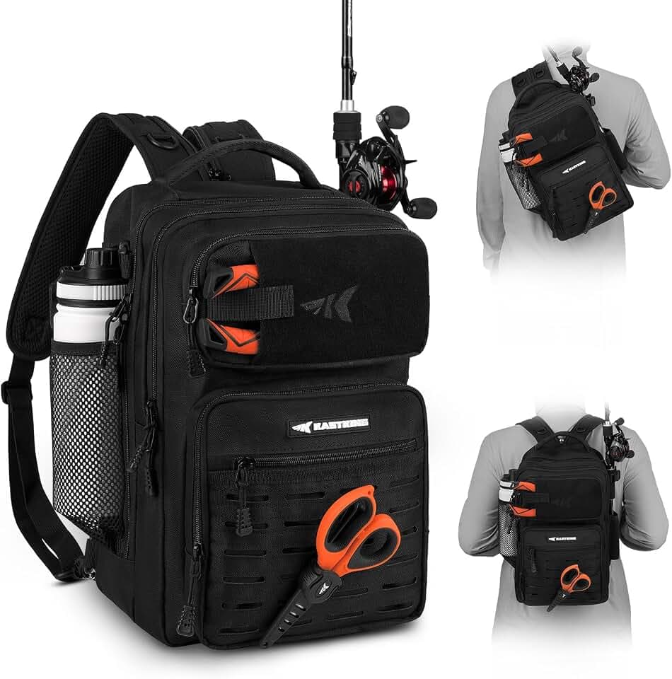 KastKing Blowbak Fishing Sling Bag, Fishing Backpack with Rod Holder