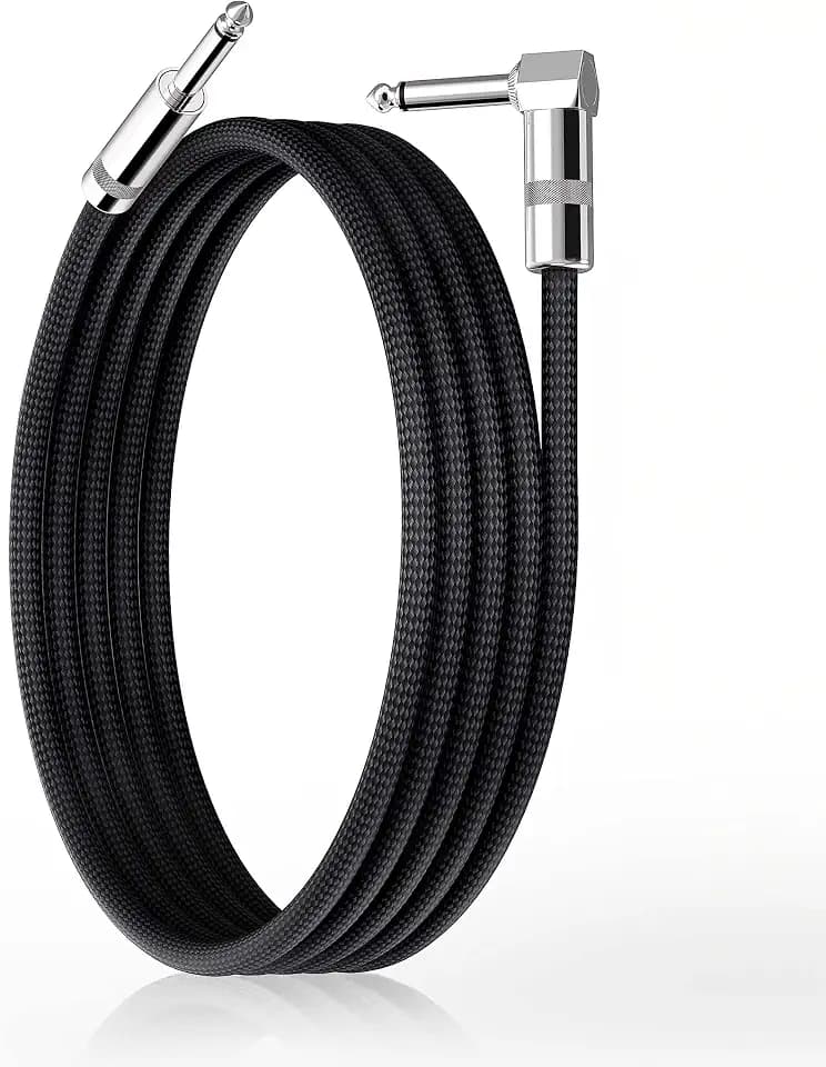 Short Guitar Cable 6.6ft, 1-Pack, TS 1/4 Quarter Inch Cords Braided