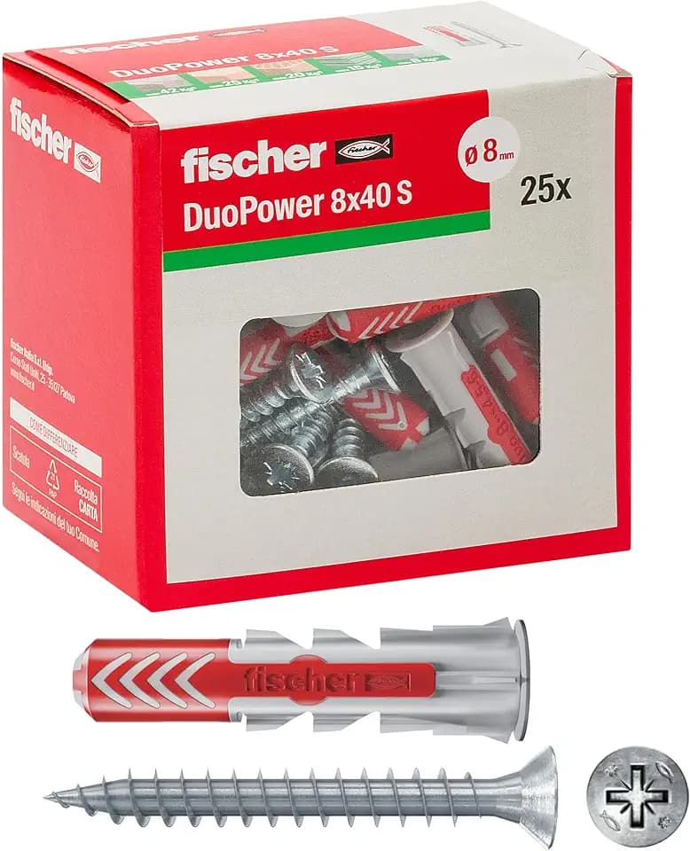 Fischer – Dübel Duopower mit Schraube, grau, 544017