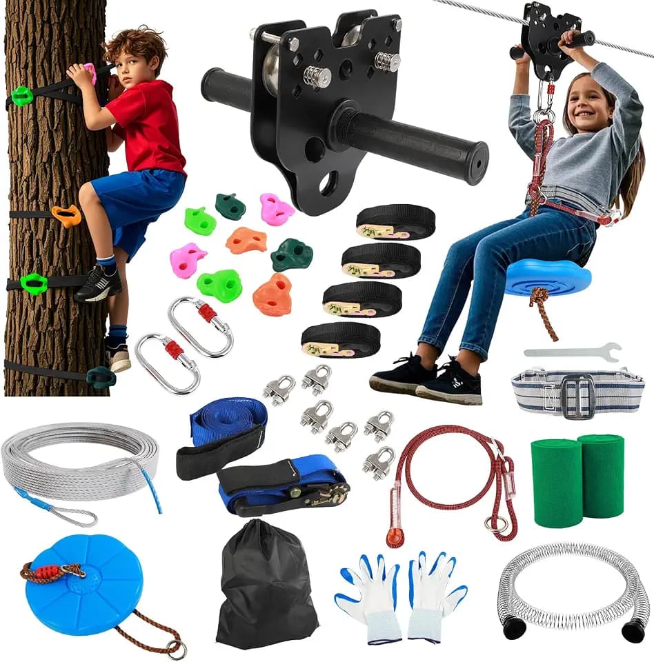 Zipline for Backyard Kids and Adults: 200FT Zip line Kits