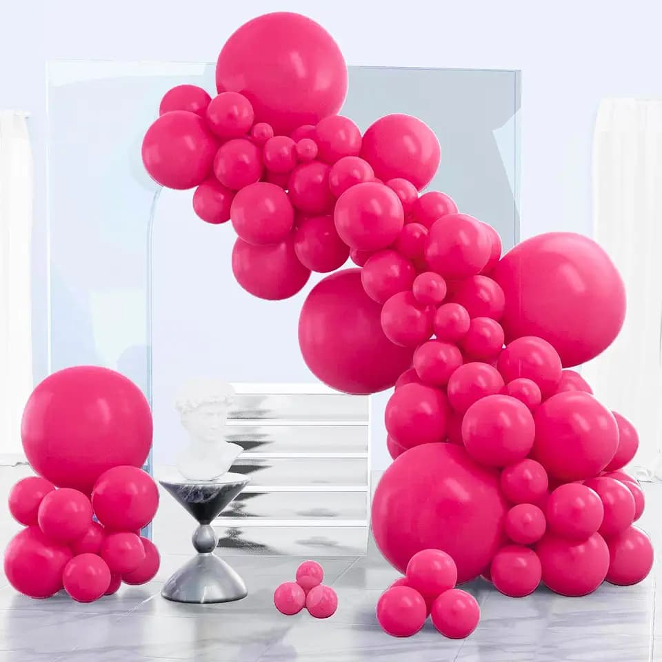 PartyWoo Hot Pink Balloons 140pcs Magenta Fuchsia Balloons Different Sizes