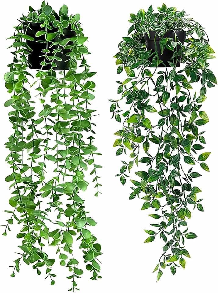 2PCS Künstliche Hängepflanzen Mandala & Eucalyptus Blätter, Kunstpflanzen für Wohnzimmer, Wand, Zuhause & Terrasse Deko, Aesthetic Home Decoration