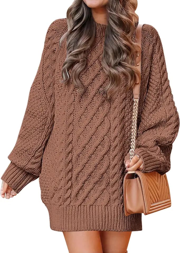 ANRABESS Sweater Dress for Women Oversized Cable Knit Fall Long Sleeve