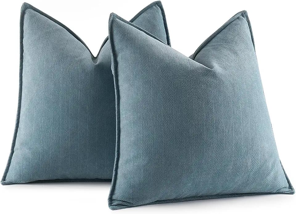MIULEE 2er Kissenbezug 40x40 Blaugrau Chenille Kissenhülle zierkissen