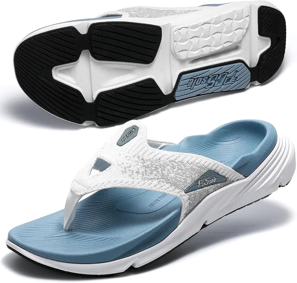 PCSsole Plantar Fasciitis Sandals for Women - High Arch Support Flip Flops with Comfort Cushion & Rubber Sole - Recovery Thong Orthotic Sandals for Foot Pain - Flat Feet - Arch Pain - Heel Pain