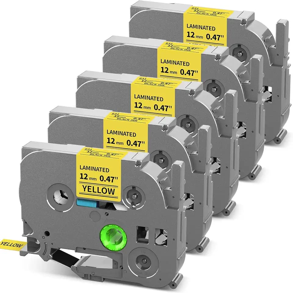 TZe TZ Tape 12mm 0.47 Laminated Yellow TZe-631 Replace for Brother TZE631