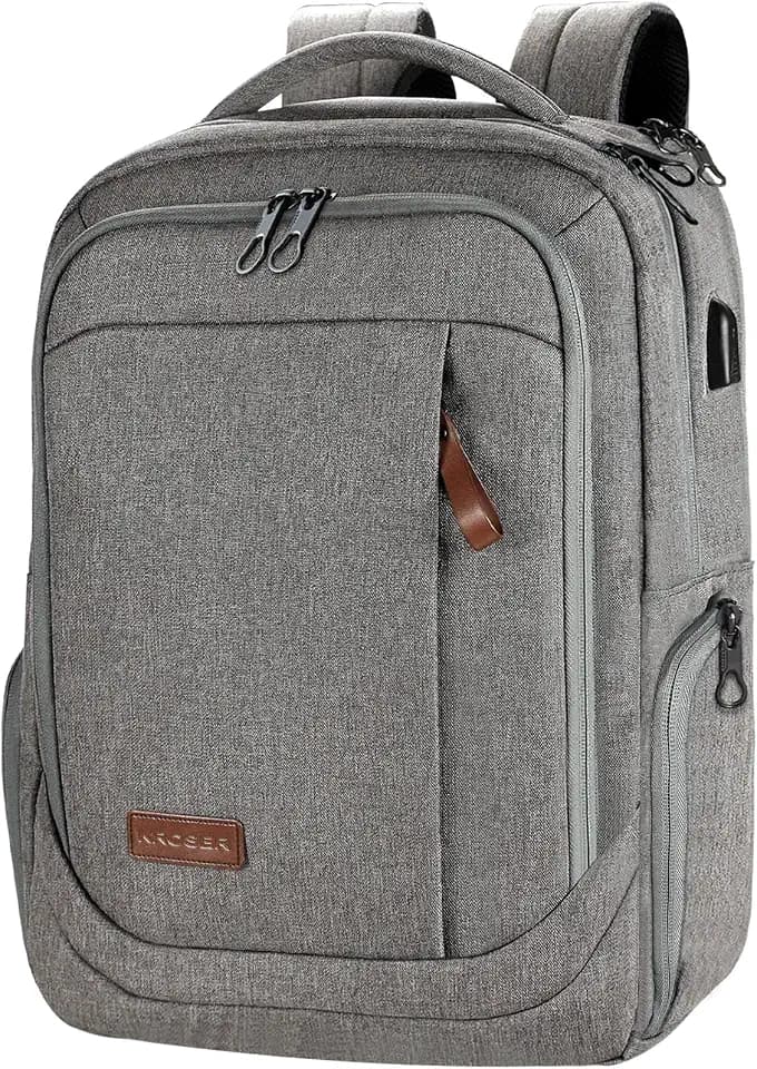 KROSER Laptop Backpack Computer Backpack 17.3 Inch for Men/Women-Grey