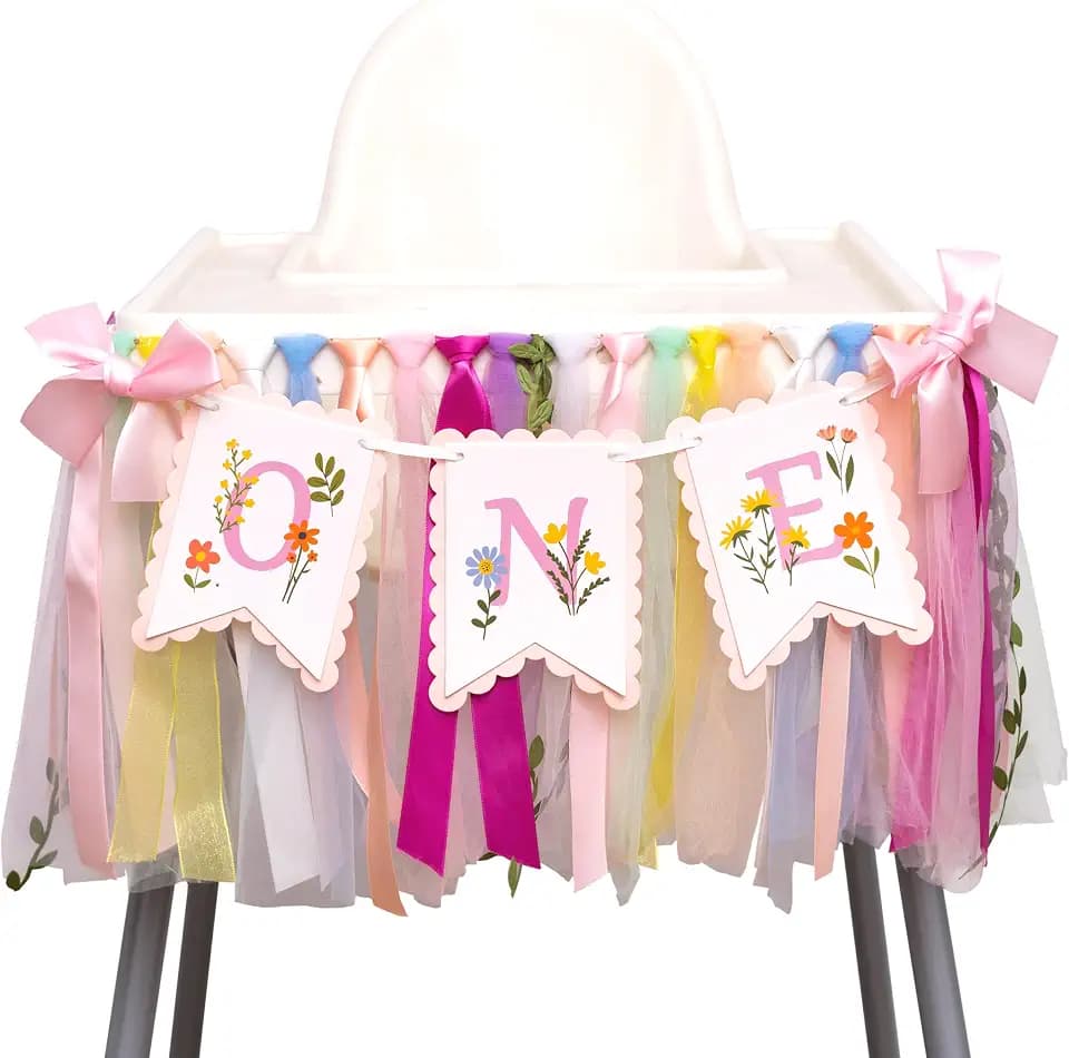 Wildflower High Chair Banner 1st Birthday