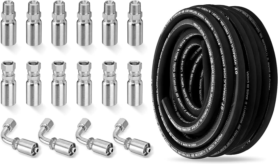 50FT 3/8" Hydraulic Hose with 16PCS Hydraulic Hose Fittings