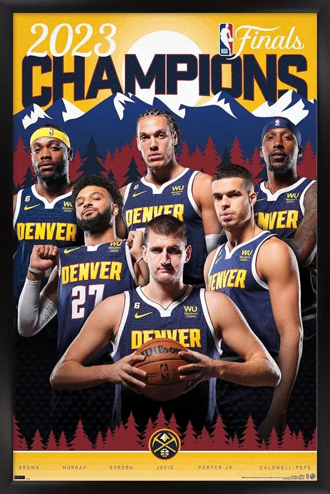 Trends International NBA Denver Nuggets - 2023 NBA Finals Champions Wall Poster, 34L x 22.4W, Black Framed Version
