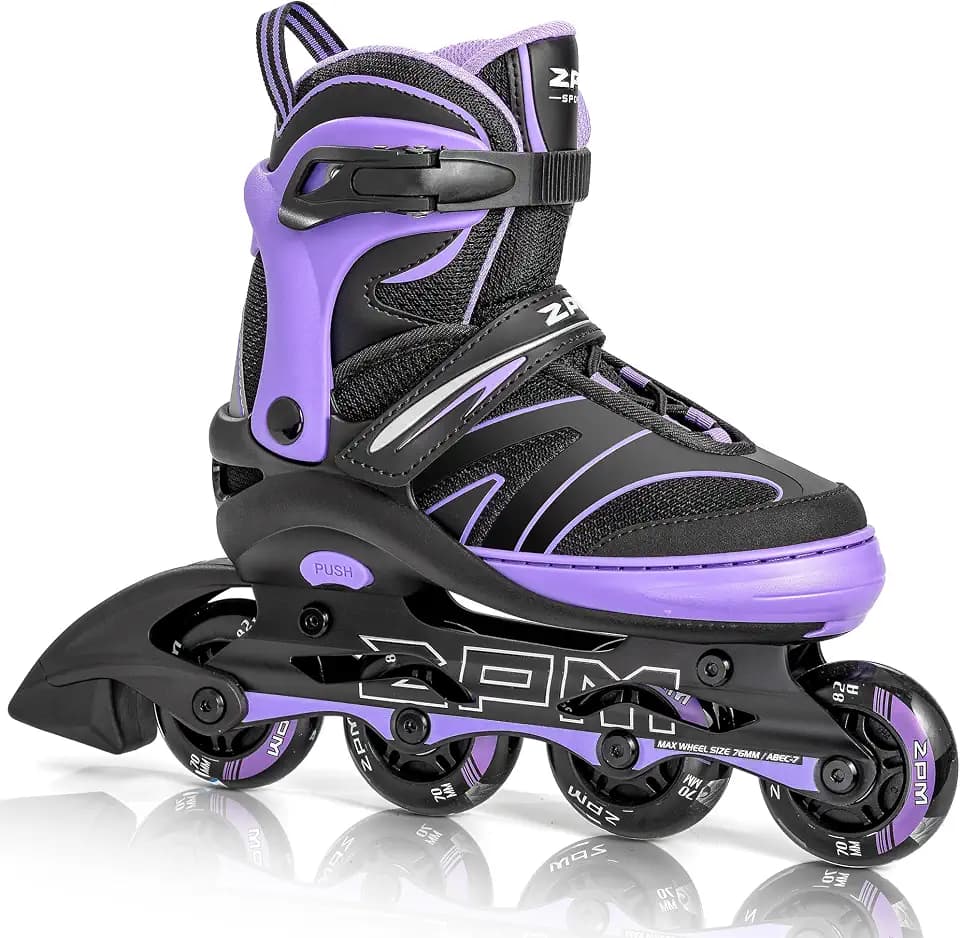 2PM SPORTS Größen Verstellbar Inliner für Kinder, Mädchen Jungen | Inline Skates mit 82A PU Rollen für Damen/Herren Youngster Anfänger Alter 5–12 Jahre, Größen 30–33, 34–37, 38–41
