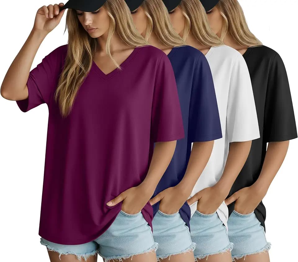 Locoowai 4 Pack Women Oversized Cotton T Shirts