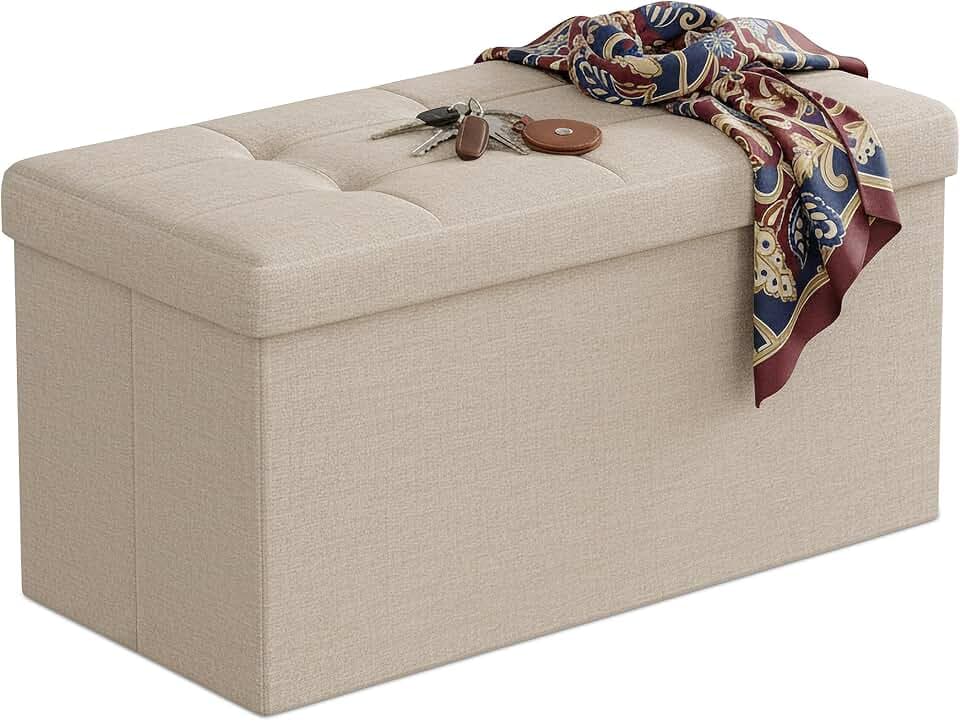 Relaxdays Sitzbank, Stauraum, Stoff, faltbar, gepolstert, Flur, Schlafzimmer, HBT 38 x 76 x 38 cm, Sitztruhe, Farbwahl