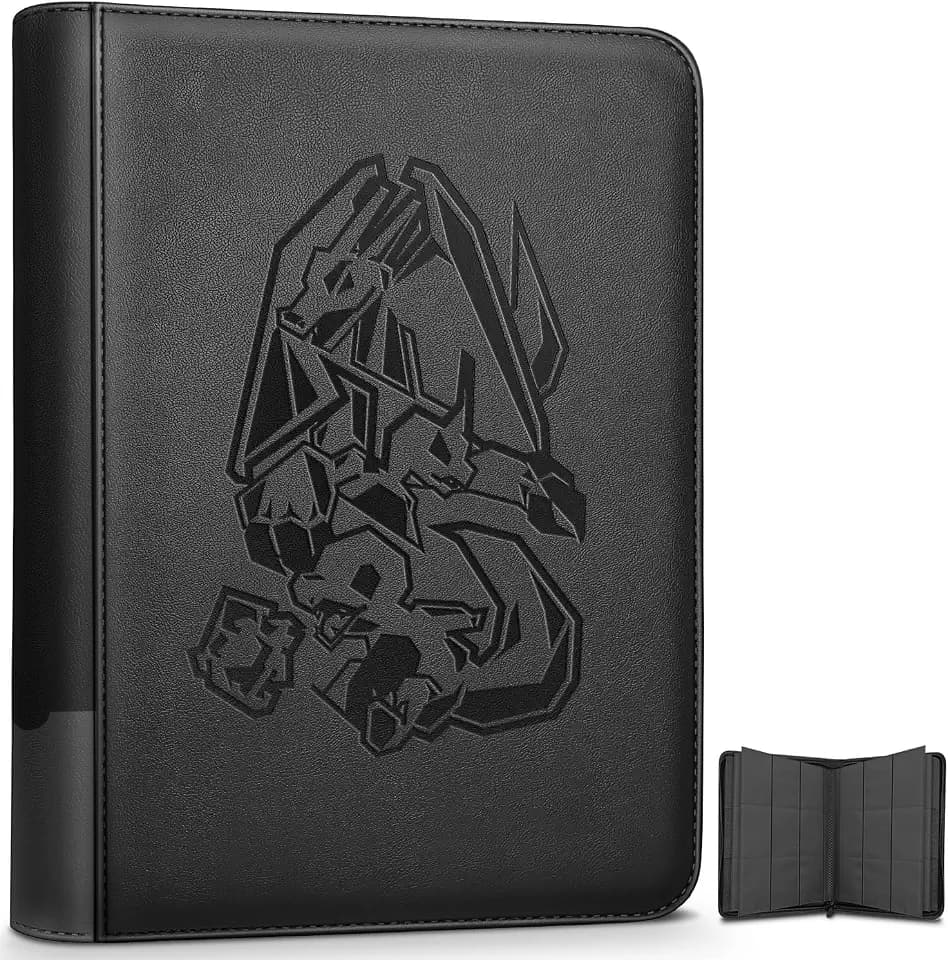 Ravaver Card Binder 9 Pocket, 360 Trading Cards, Label Slot, Black