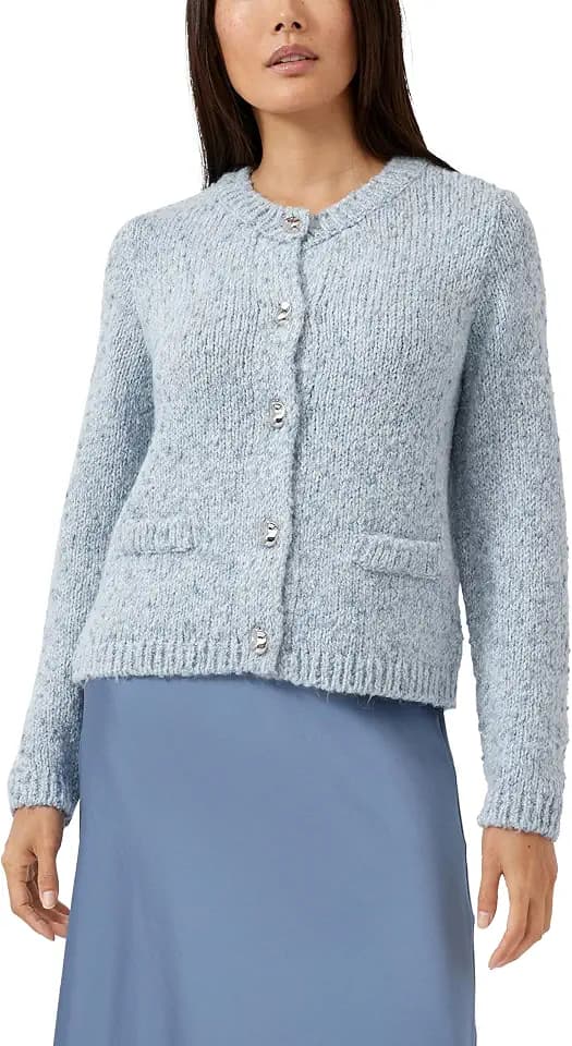 s.Oliver Damen Strickjacke – Alpakamix, Bouclé, Knopfleiste