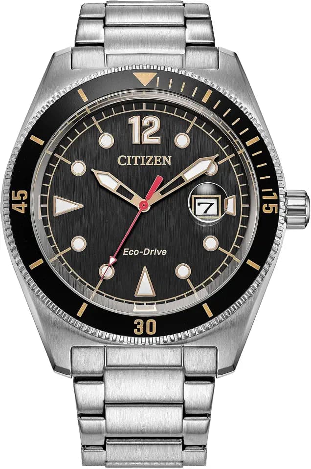 CITIZEN Mens Eco-Drive Terra Force, Silver-Tone Stainless Steel Case