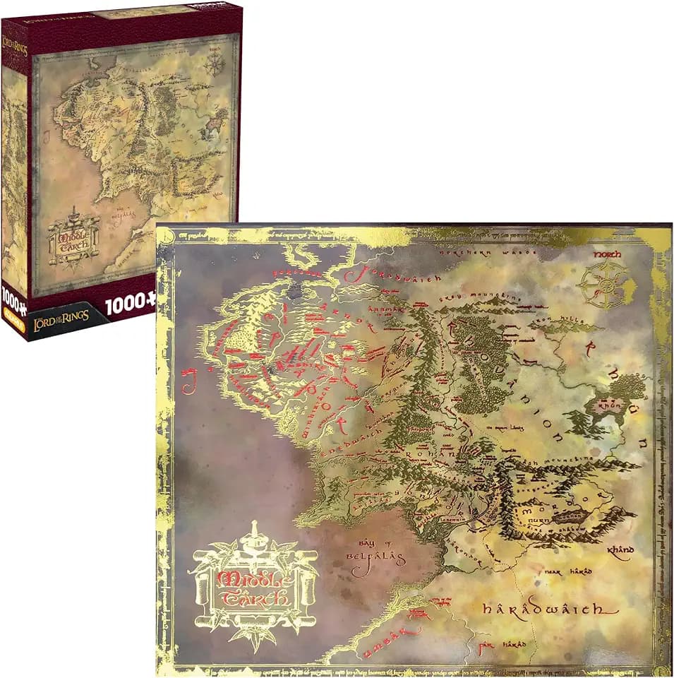 AQUARIUS Lord of the Rings Heat Stamp Gold Foil 1000 Piece Jigsaw Puzzle