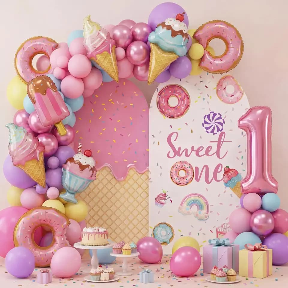 Boao Pink Sweet One Arch Cover 7.2FT X 6FT Spandex 1st Birthday
