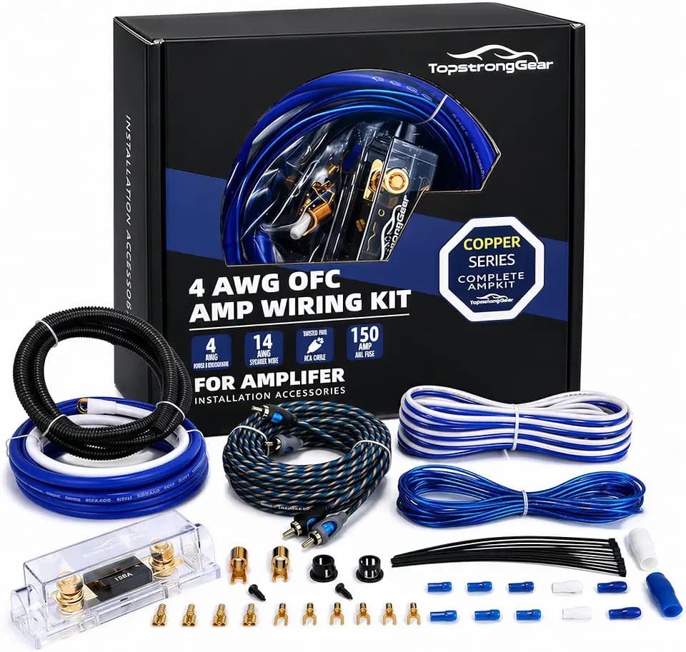 4 Gauge OFC Amp Kit Car Audio Amplifier Wiring Install Kit for Car, Truck