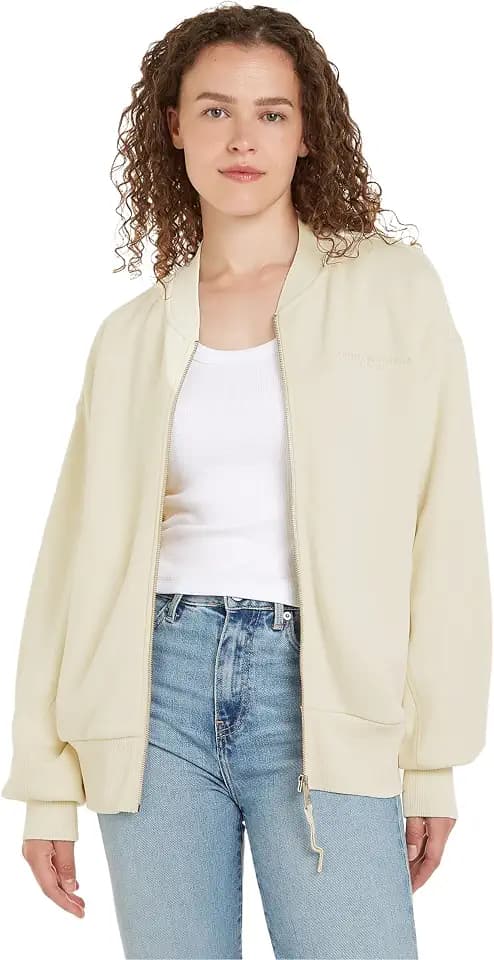 Tommy Hilfiger Damen Sweatshirt mit Reißverschluss Muted Zipup Jacket ohne Kapuze