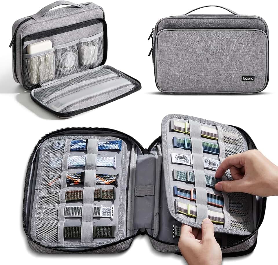 Watch Band Organizer Bag, 36-Slot Storage Case for Straps, Gray