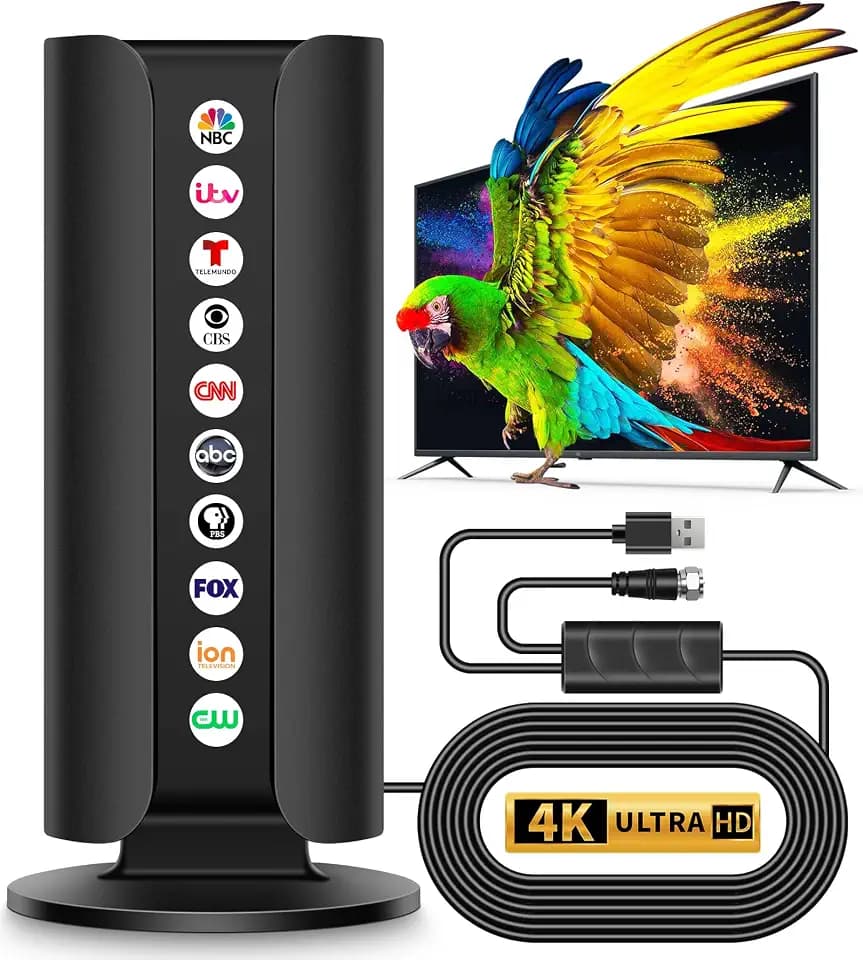 2026 TV Antenna for Smart TV, 5000+ Miles Range Strongest Digital HD TV Antenna Indoor Ourdoor with Amplifier Signal Booster, Waterproof Design,8K 4K 1080p Support 360°,33.8FT Cable