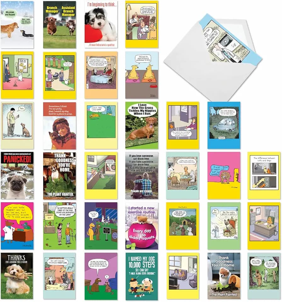 NobleWorks 36 Funny Blank Cards Box Barking Blanks Mix AC7753OCB-B1x36