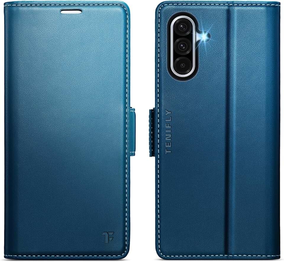 for Samsung Galaxy A17 Case Wallet with Card Holder Blue