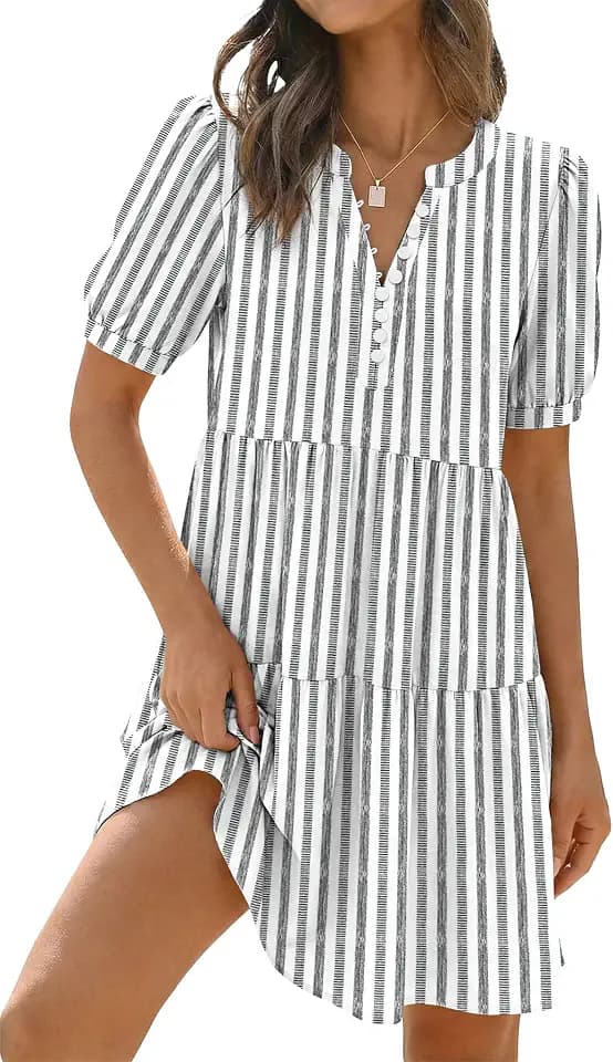 Sundresses for Women 2026 Swim Coverups Beach Striped Tshirt Summer Dresses