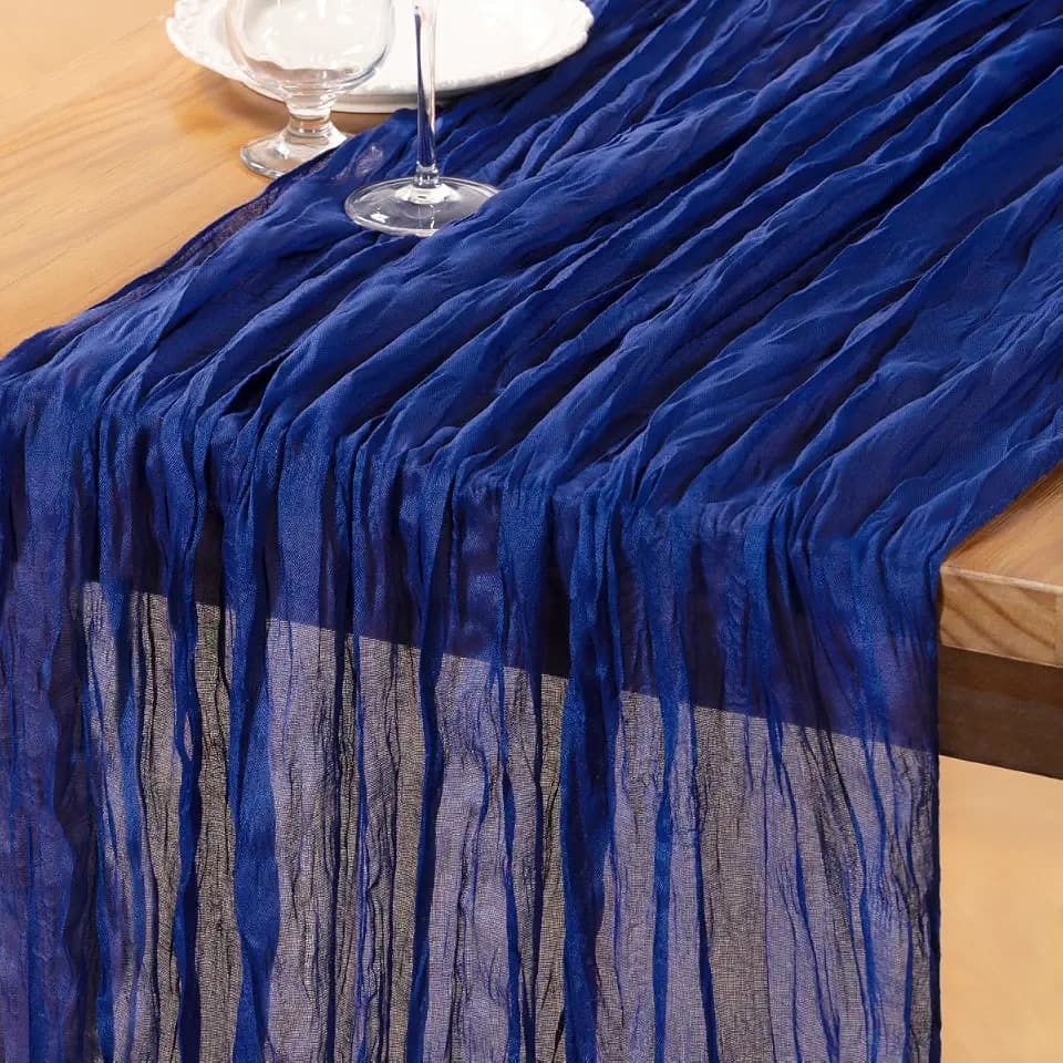 DeZerlor Royal Blue Cheesecloth Table Runners 6 Pack Summer Boho Runners