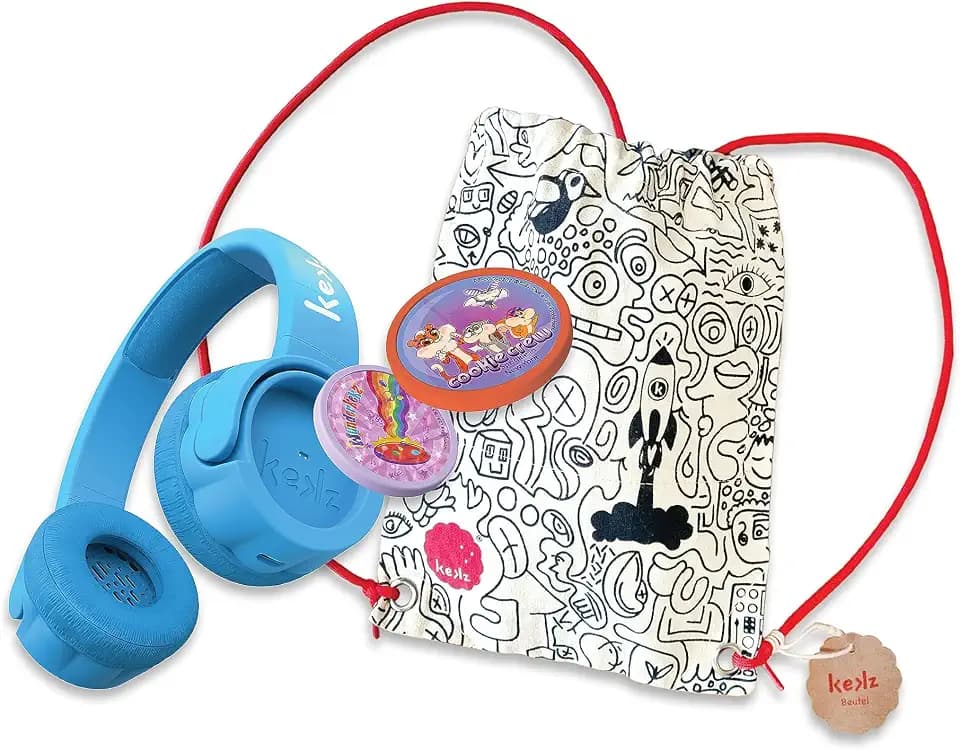 Kekzhörer Starterset Premium Blau: Inkl. Cookie Crew Hörspiel, selbstbespielbarem Wunderkekz & exklusiv bei Amazon mit Sammelbeutel (Kopfhörer für Kinder, Reisekopfhörer für unterwegs & zuhause)