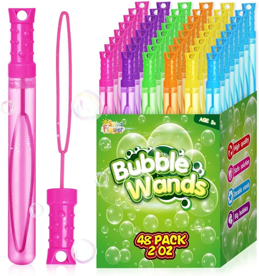 48 Pack Bubble Wand Bulk, Bubble Solution for Summer Outdoor Activities
