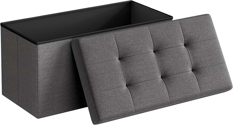 SONGMICS 30 Inches Folding Storage Ottoman Bench, Load 660 lb