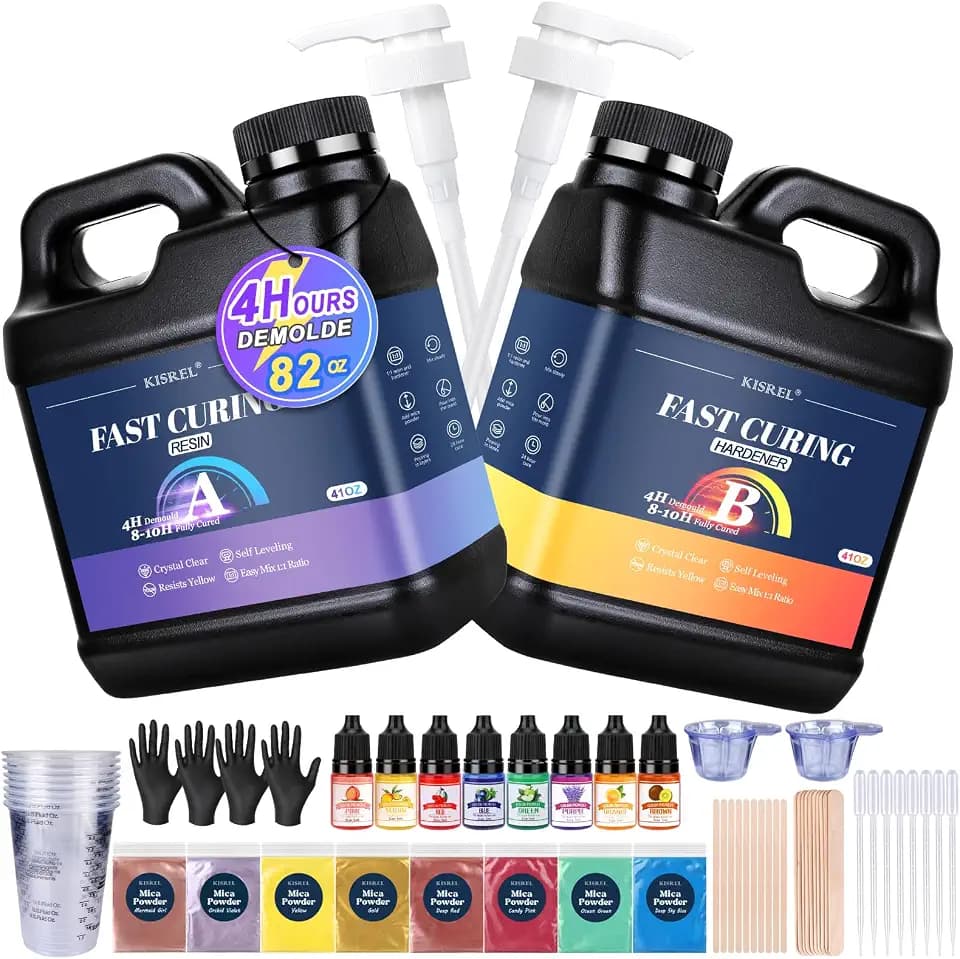 KISREL 82oz Fast Cure Epoxy Resin, 4 Hour Mold Demold Quick Cure Resin