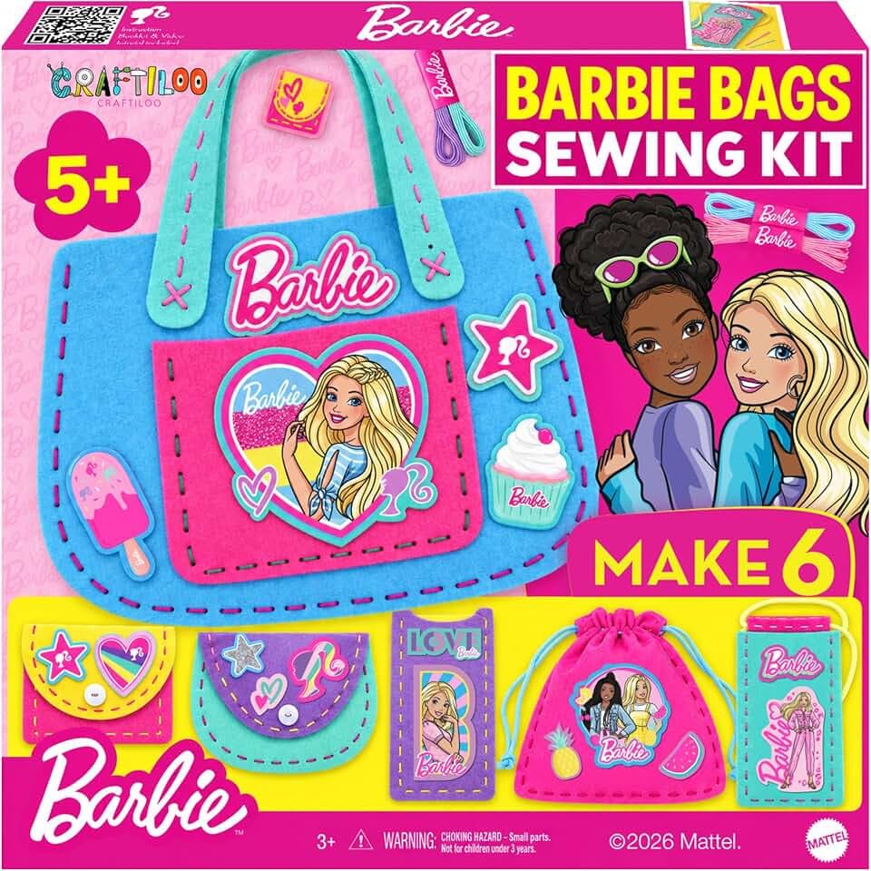 Barbie® Sew Your Own Minibag Kit for Kids Ages 6-12 - 6 Felt Bag Projects