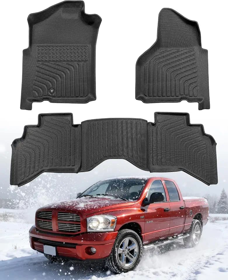 Car Floor Mats for Dodge Ram: 1500 2002-2008 Crew Cab/Quad Cab Black 3PCS