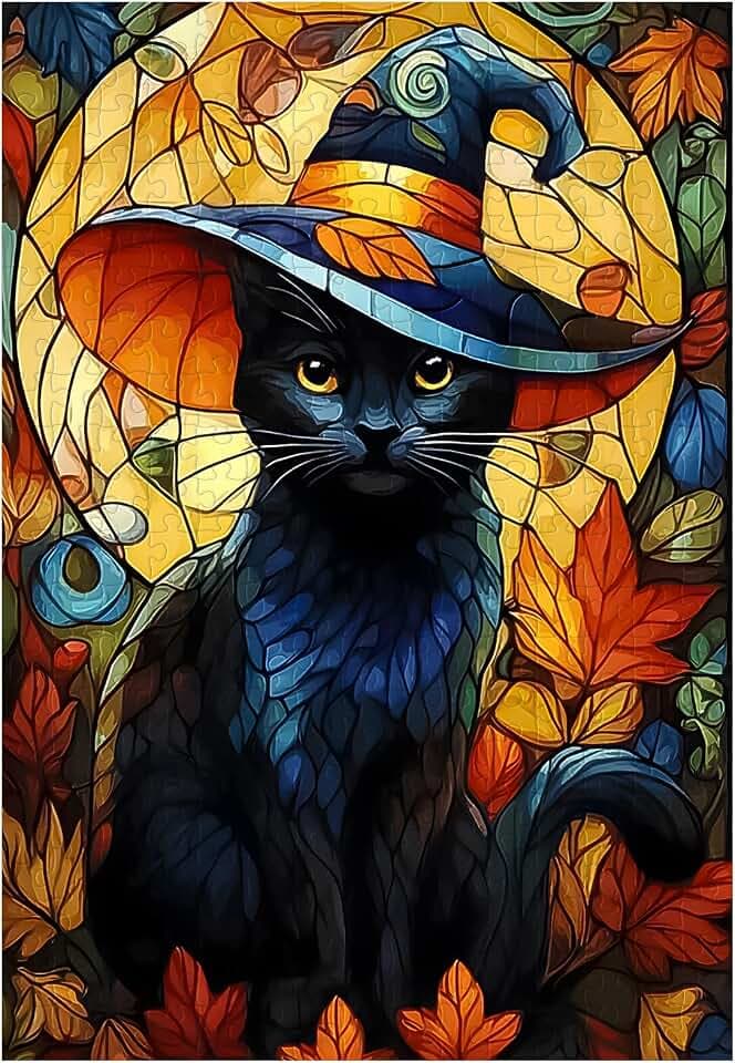 300 Piece Puzzle for Adults Halloween Black Cat Jigsaw Puzzles