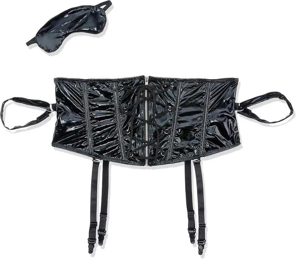 Cottelli Collection Taillenmieder und Augenbinde, schwarz, Small