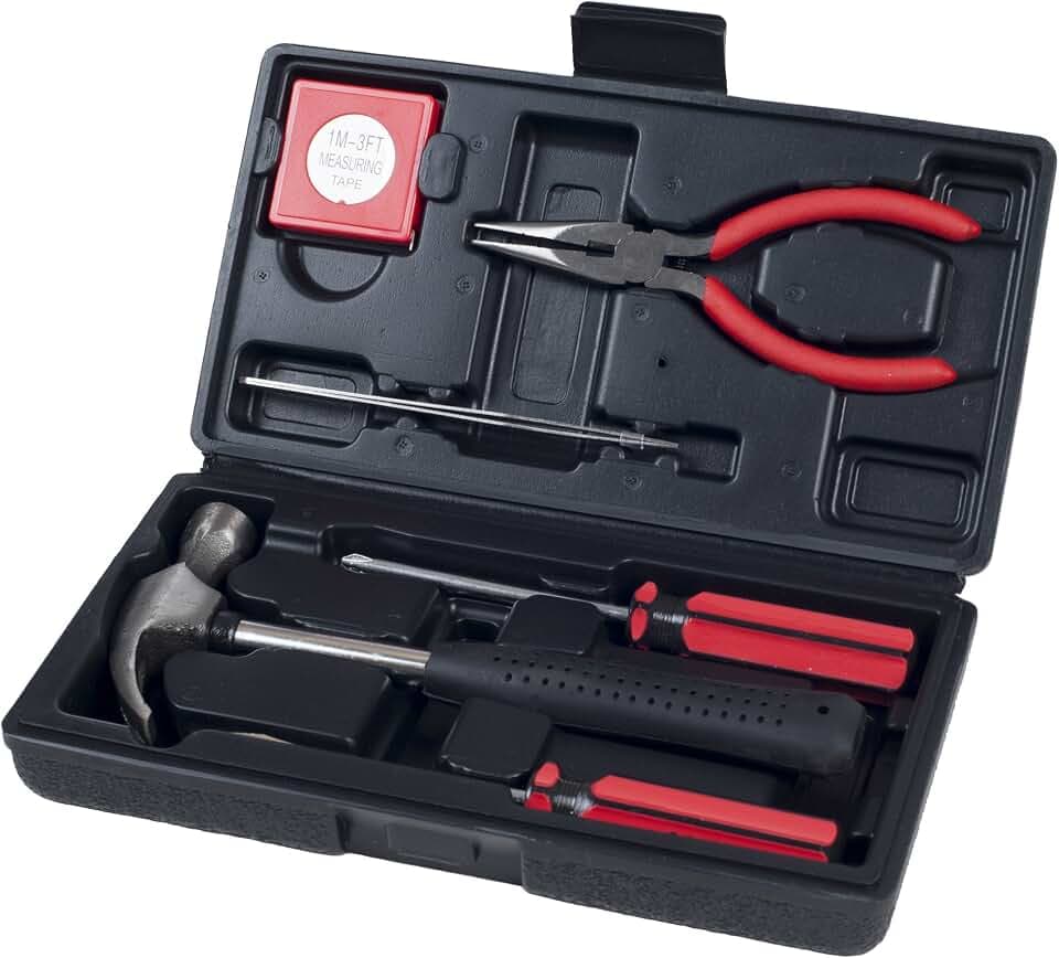 Stalwart - 75-HT1007 Household Hand Tools, Tool Set - 6 Piece by , Set Includes – Hammer, Screwdriver Set, Pliers (Tool Kit for the Home, Office, or Car) Black