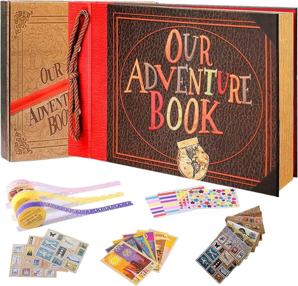 Our Adventure Book Handgefertigtes Sammelalbum mit 80 Seiten, geprägter Schriftzug, inspiriert von "Up", ideal für Fotos, Hochzeiten und Reisen, inklusive Geschenkbox (handgefertigtes Buch)